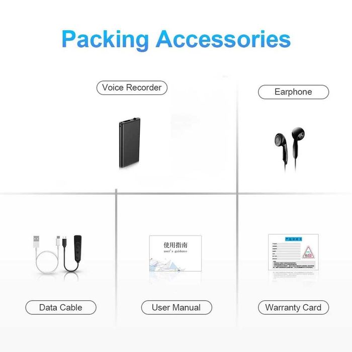 Dyktafon z konwerterem MP3 - 32GB, słuchawki, nagrywanie 13h