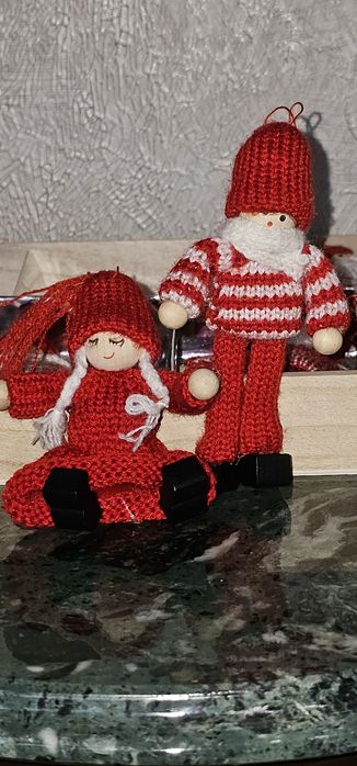 7 новорічних гномів (ельфів) в рідній упаковці.Ялинкові прикраси, дек