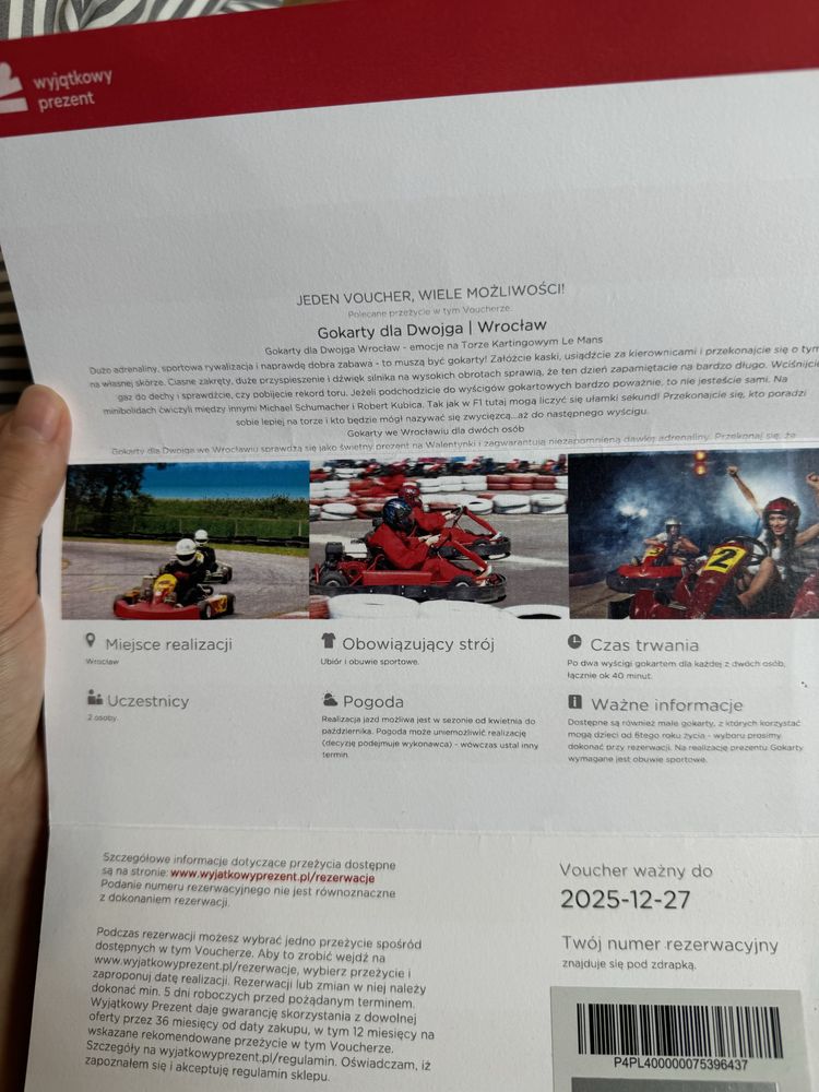 Wyjatkowy prezent Voucher Gokarty dla Dwojga