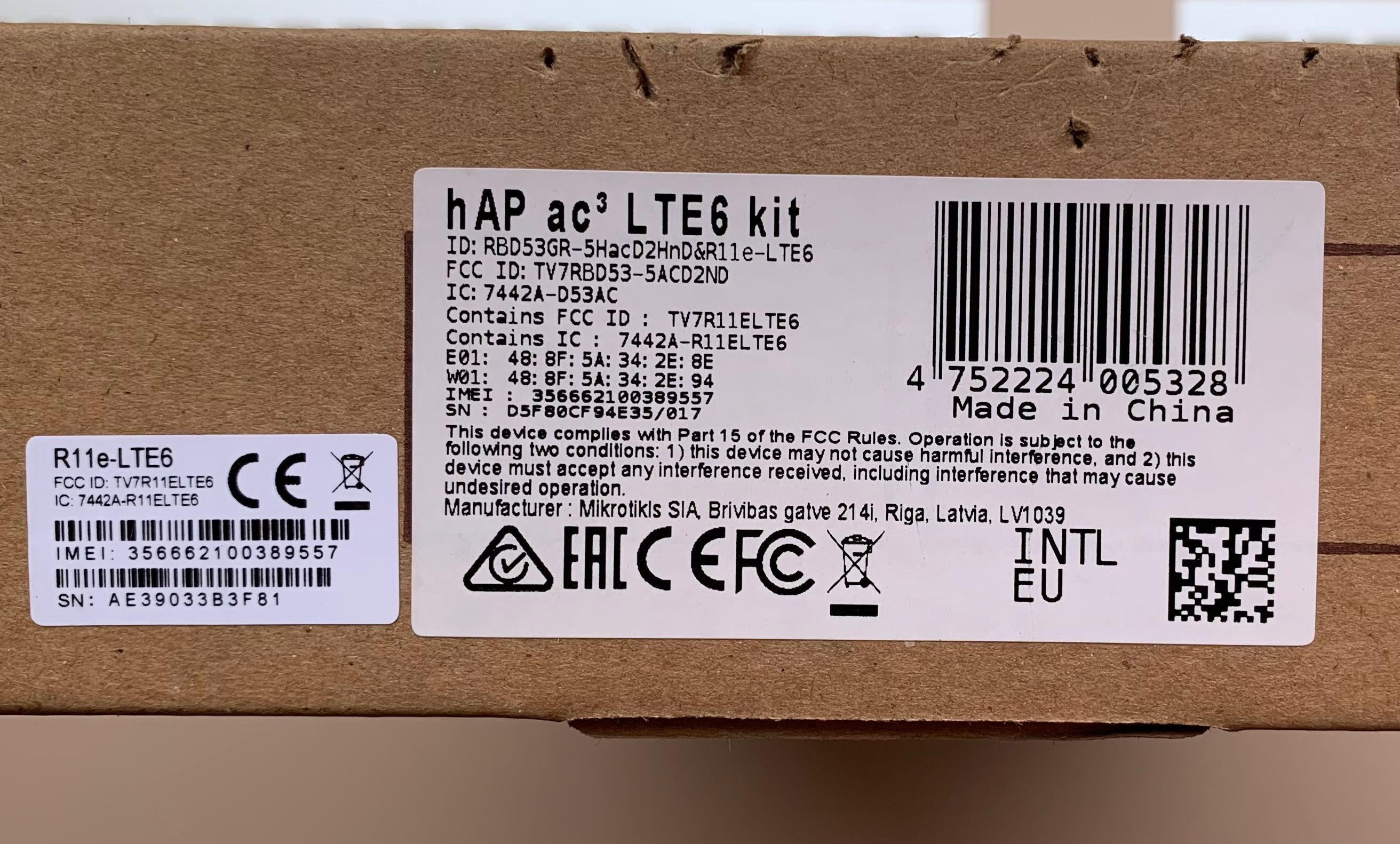 Маршрутизатор (роутер) MikroTik hAP ac3 LTE6