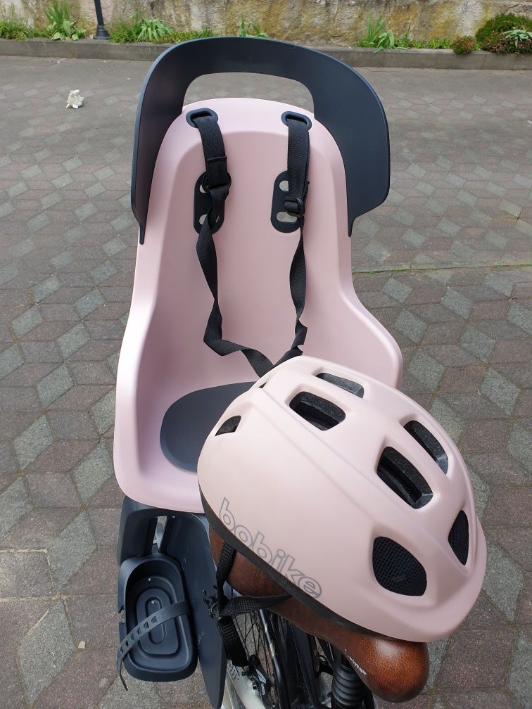 Fotelik rowerowy i kask rowerowy BOBIKE GO pink