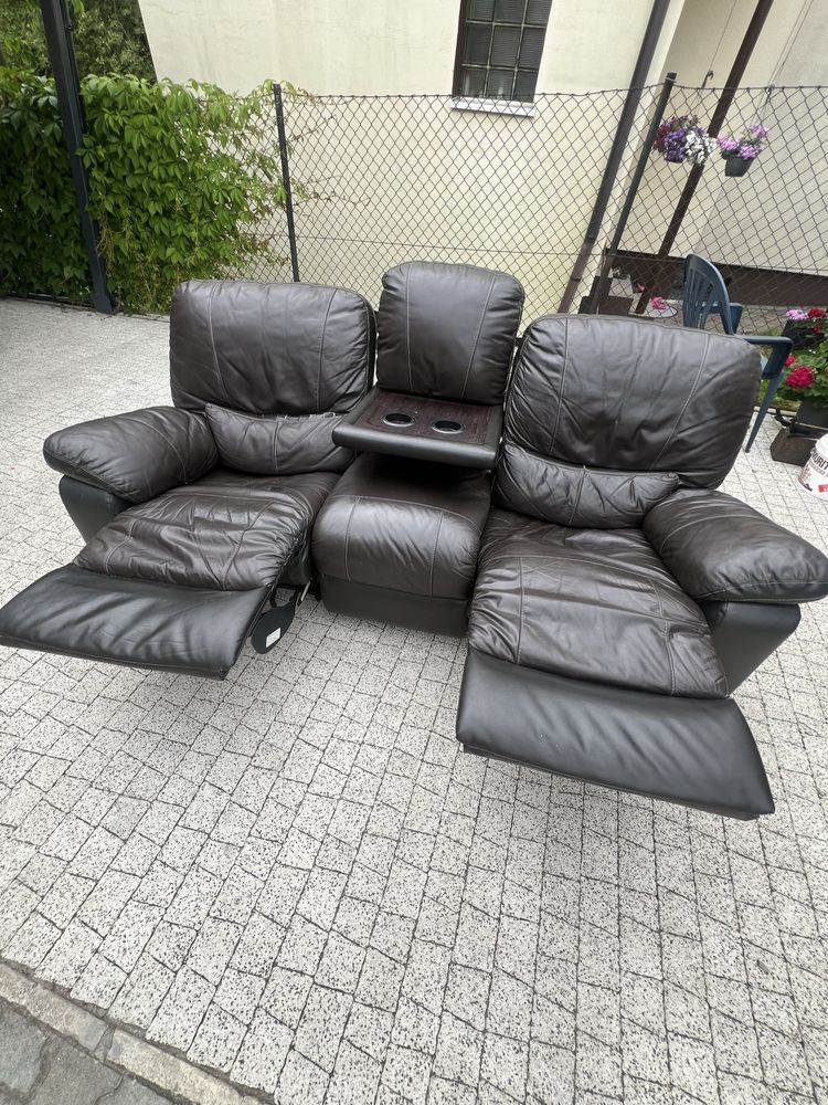 Sofa plus fotele z funkcją relax skóra