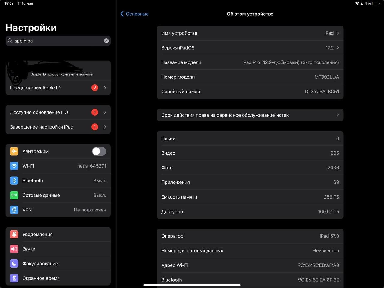 iPad Pro 3rd gen 12.9" LTE 256gb