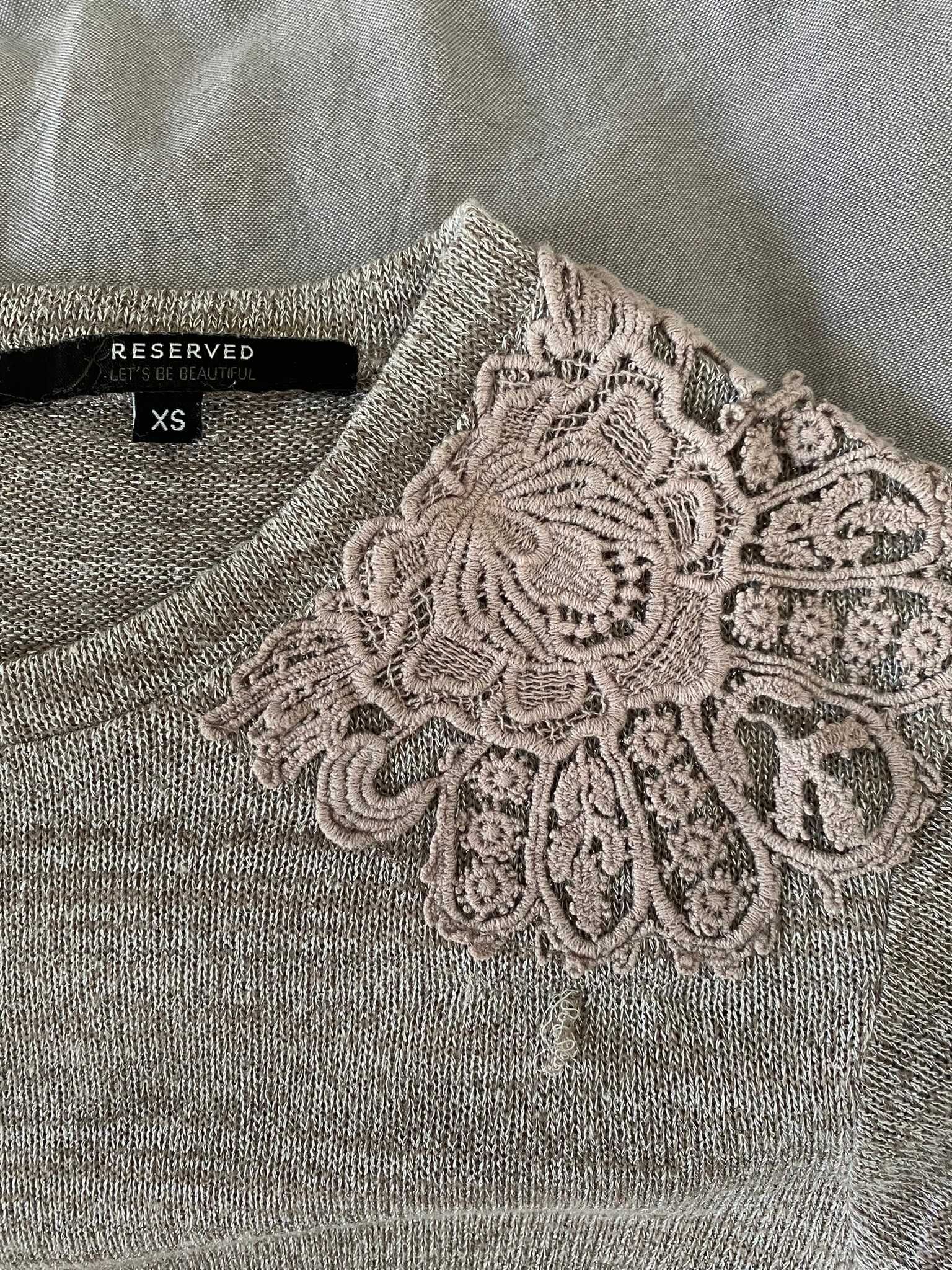 Sweter reserved XS złoty koronka