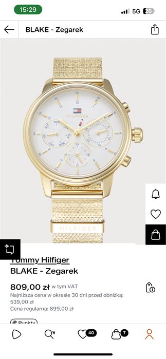 Zegarek Blake Tommy Hilfiger zloty