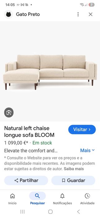 Sofá chaise longue - gato preto