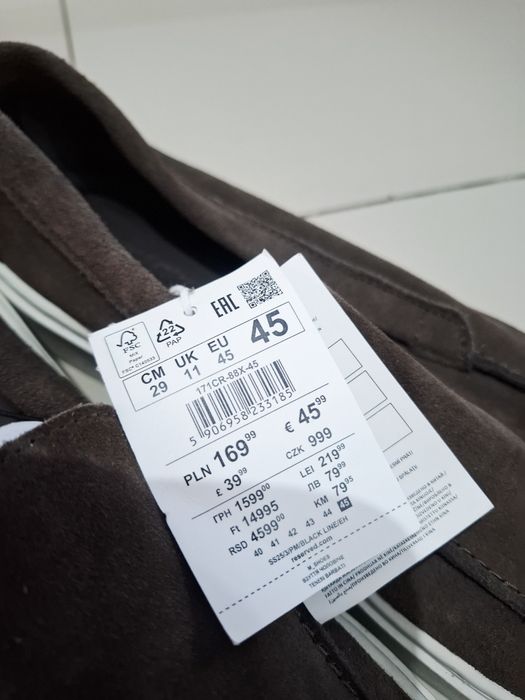 Meskie buty skórzane mokasyny brązowe nowe  45