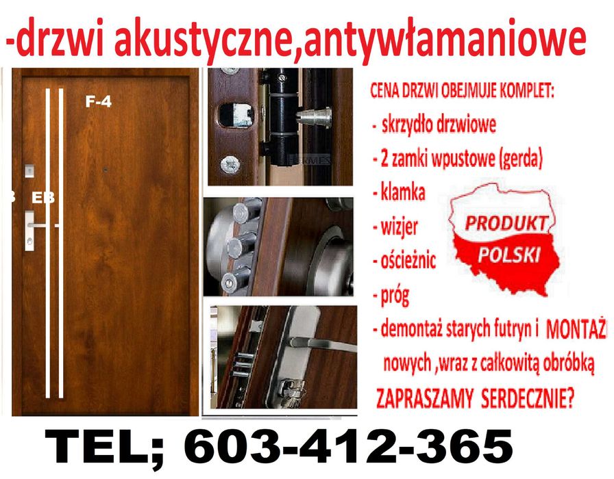 Drzwi ZEWNĘTRZNE z montażem WEJŚCIOWE ,antywłmaniowe akustyczne
