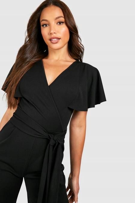 Boohoo 36 S Czarny Długi Kombinezon R13195