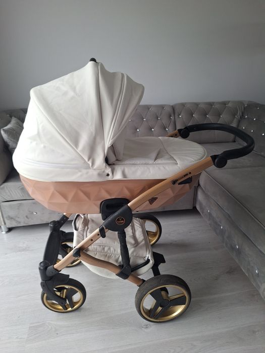 Wozek Junama diamond mirror satin bialy ekoskóra uniwersalny wysyłka