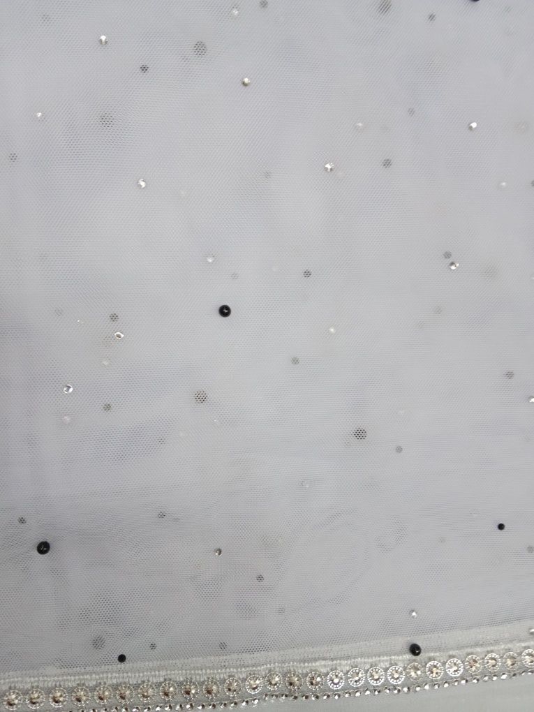 Firany nowe 400cm x 220 perełkami i srebrną gipiurą