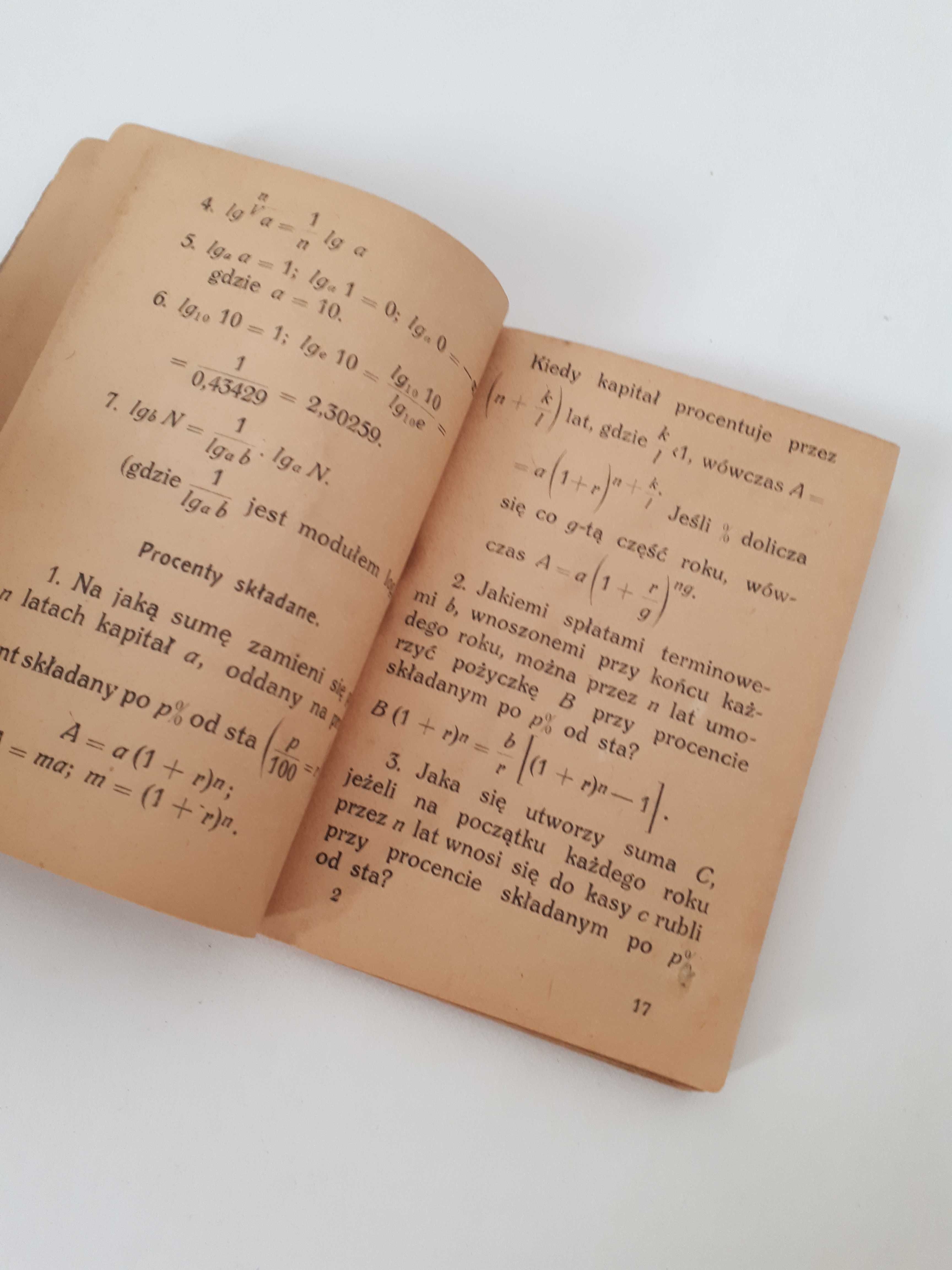 książeczka Wzory matematyczne - Lisowski 1922