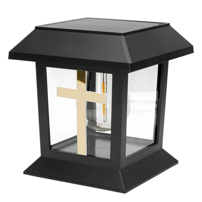 3x Znicz solarny led lampion na grób statuetka na cmentarz z krzyżem