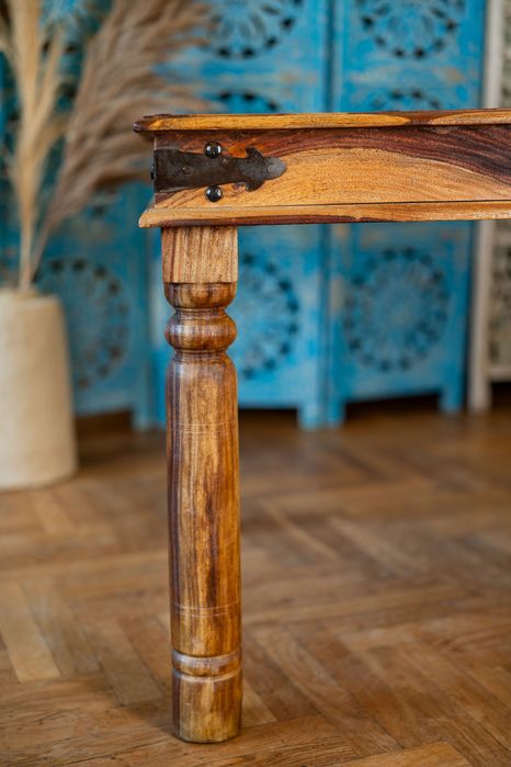 Stół lite drewno egzotyczne sheesham okucia kolonialne jadalnia salon