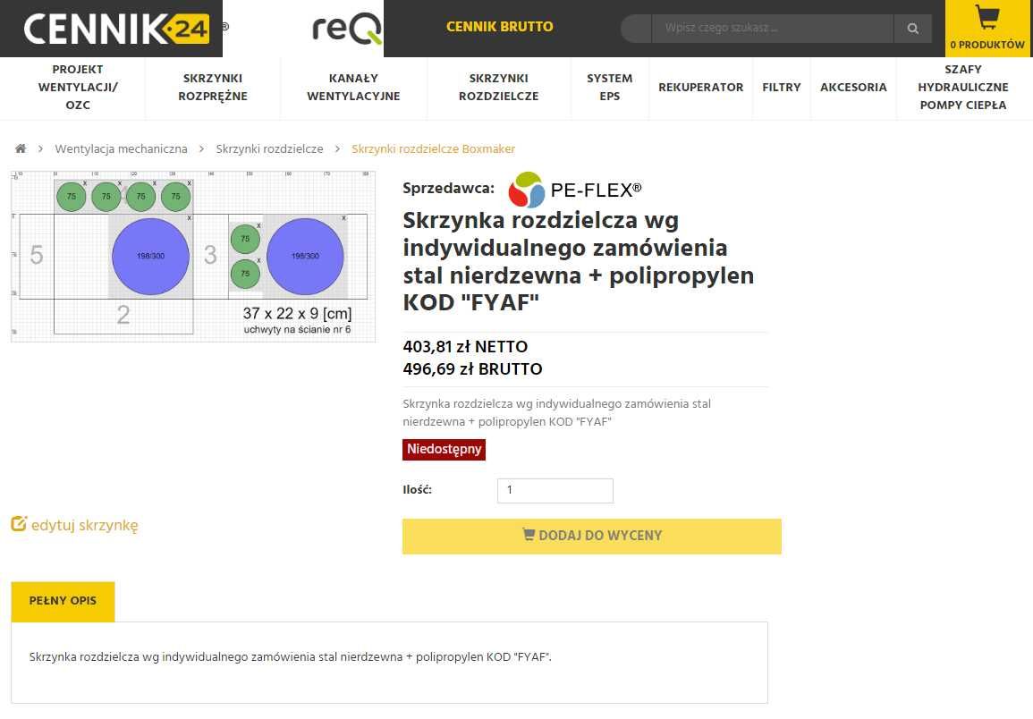 Skrzynka rozdzielcza stal nierdzewna polipropylen Pe-flex peflex reku