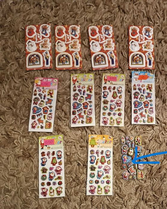 Naklejki puchate na świąteczne prezenty 10 listków + 1 GRATIS