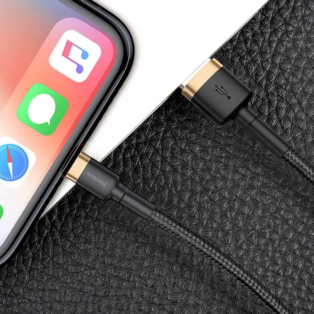Kabel USB Lightning w oplocie 1m Baseus czarno-złoty