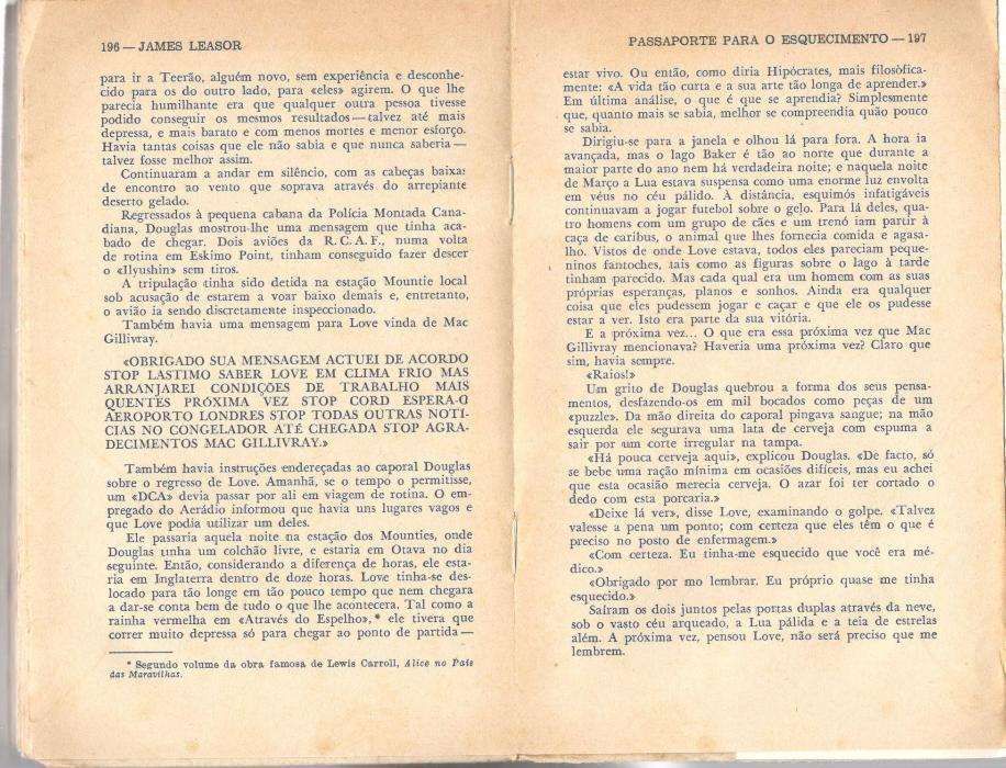 "Passaporte para o Esquecimento" James Leasor, Autores Universais 1964