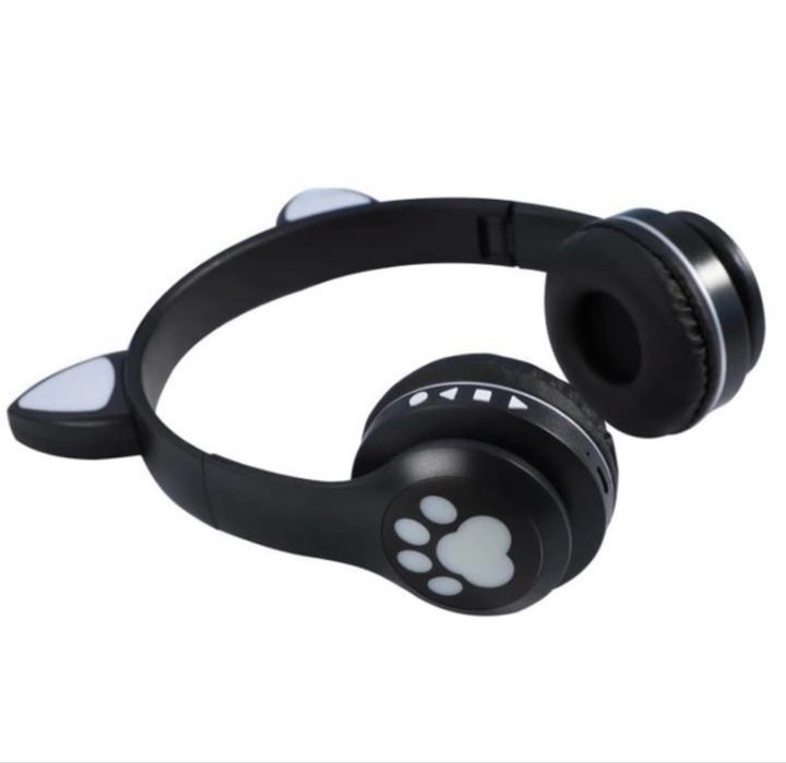 Бездротові навушники Cat VZV 23M з котячими вушками та RGB, чорні,Топ)