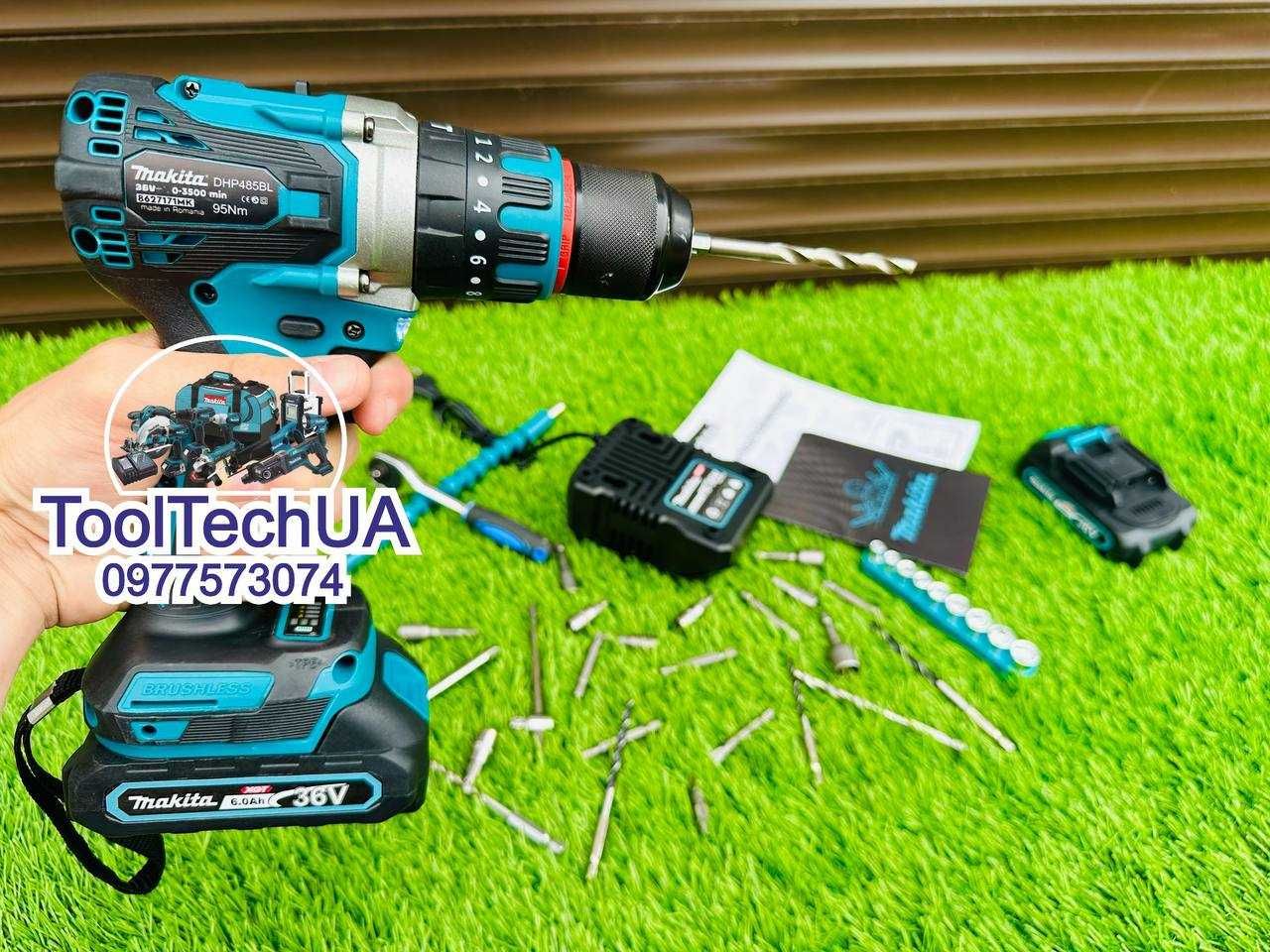 Акумуляторний Шурупокрут з Комплектуючими Makita DHP485 BLACK 36v/6ah