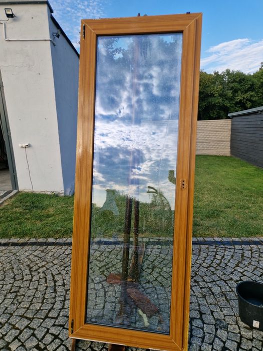 Okno 85x230 drzwi brazowe balkonowe pcv z demontażu duży wybór