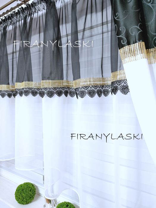 Firana Gotowa Firanki Firany do pokoju salonu gipiura złote cyrkonie