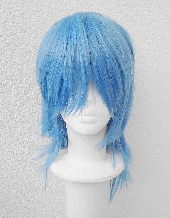 Niebieska błękitna peruka z grzywką cosplay wig Wolf cut Jinx Arcane