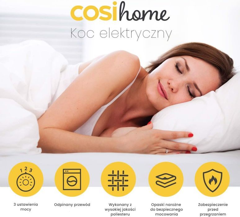 koc elektryczny 150x 80cm biały cosi home eb-s2-eu