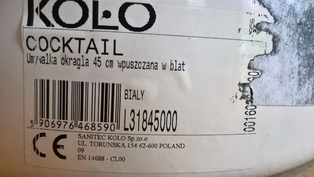 NOWA okrągła umywalka blatowa KOŁO Coctail 45 cm bez przelewu