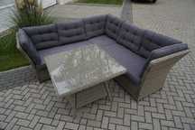 Zestaw z Technorattanu Stół + Narożna Kanapa 215x215cm   (w-975)