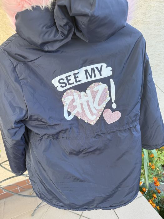 Kurtka dla dziewczynki 146 ocieplana zimowa