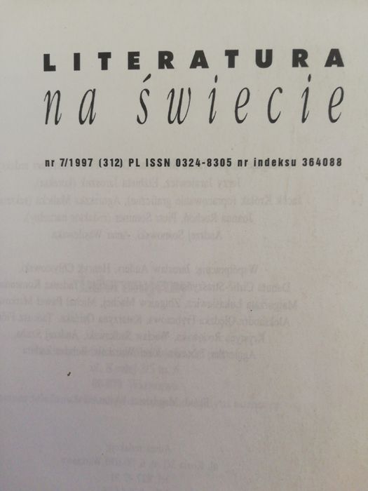 Literatura na świecie numery archiwalne, filozofia, współczesne teorie
