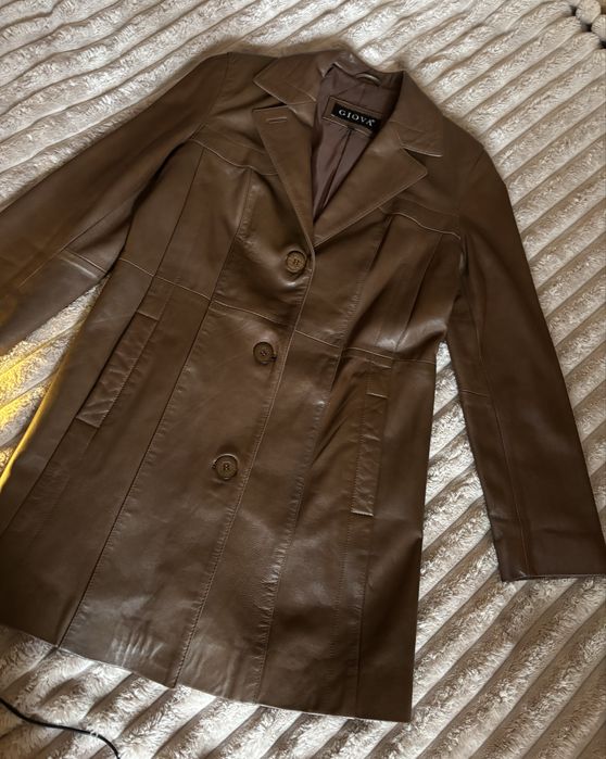 Шкіряний подовжений піджак м