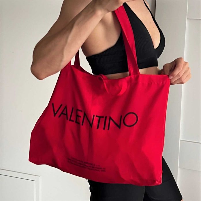 Torebka Shopper materiałowa Valentino Oryginalna Nowa Czerwona