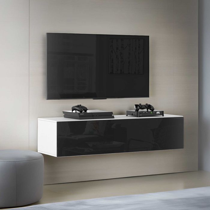 Szafka RTV Pod Telewizor Wisząca Szeroka 140cm Nowoczesna Pojemna Duża