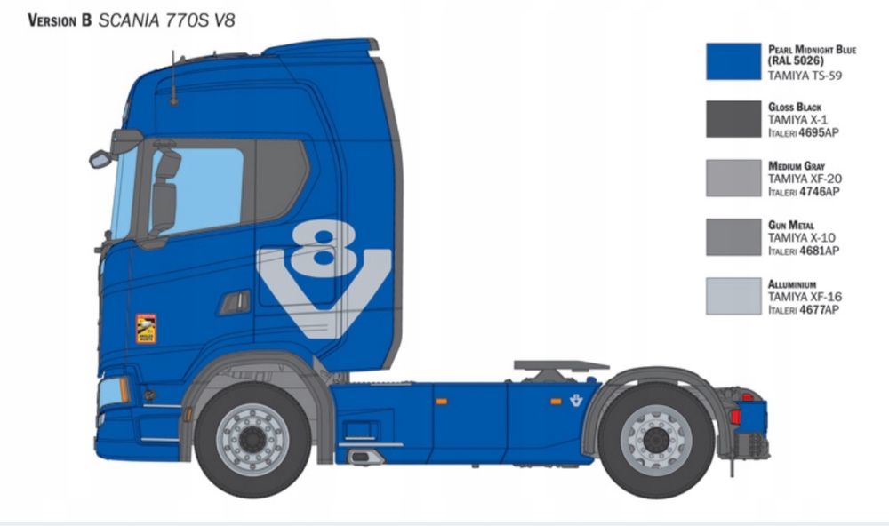Italeri 3965 Ciężarówka Scania 770S V8 White Cab model skala 1/24