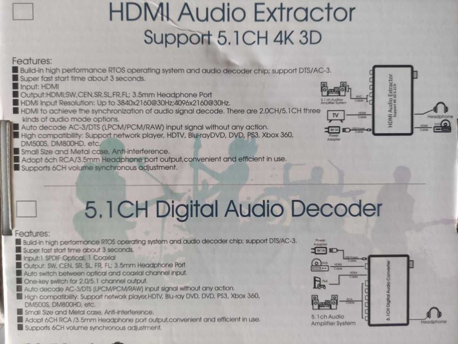 hdmi аудио экстрактор декодер audio extractor 5.1 ЦАП DAC ARC