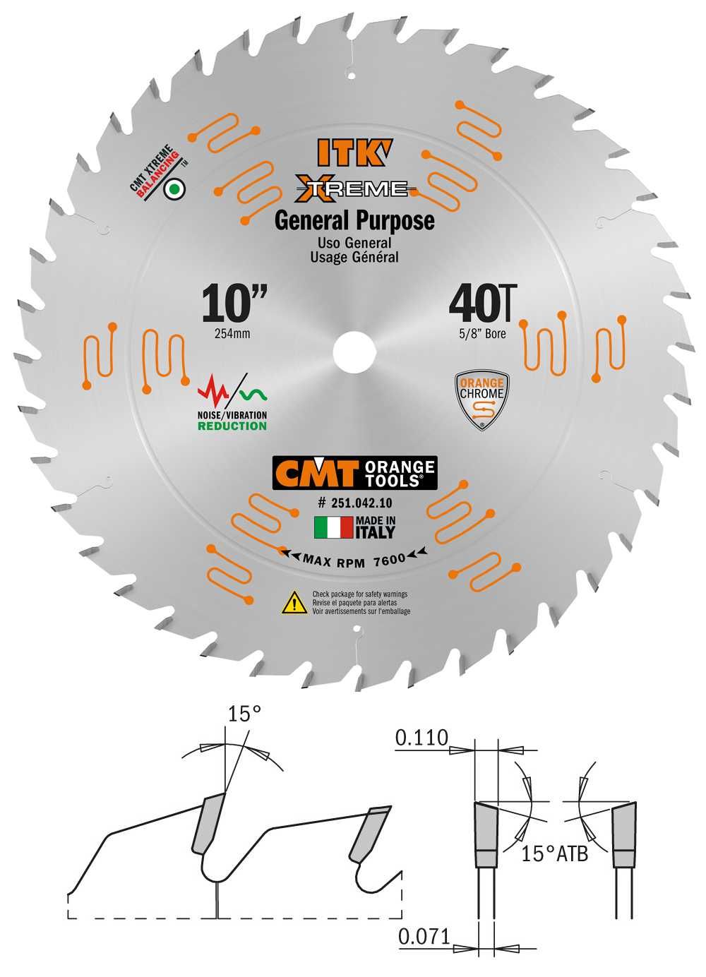 Пильний диск 254 (250) мм CMT ITK Orange Chrome