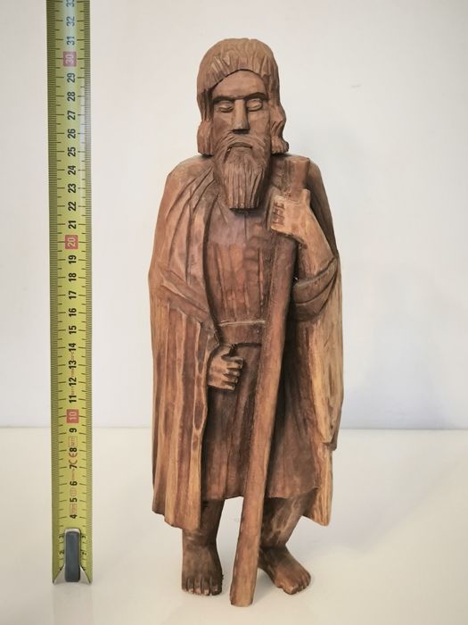 Rzeźba ludowa sygnowana Święty Krzysztof
