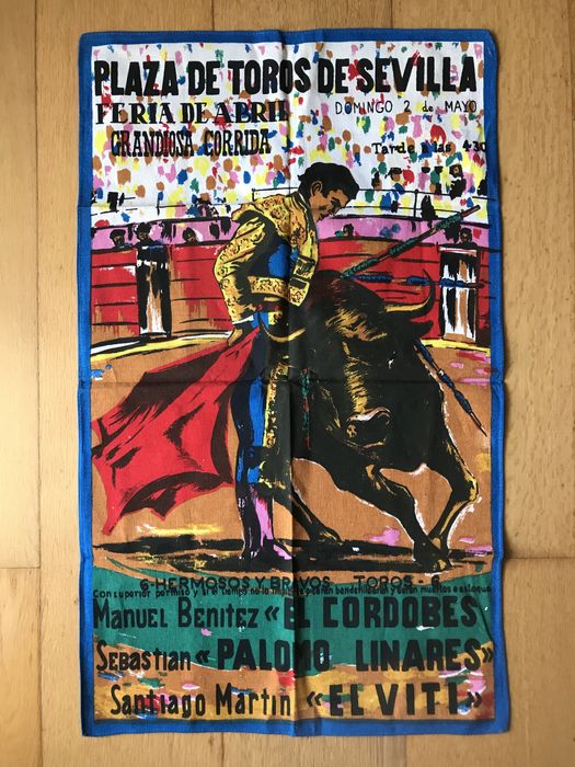 Bandeira / cartaz de tourada em Sevilha 2 Maio 1965