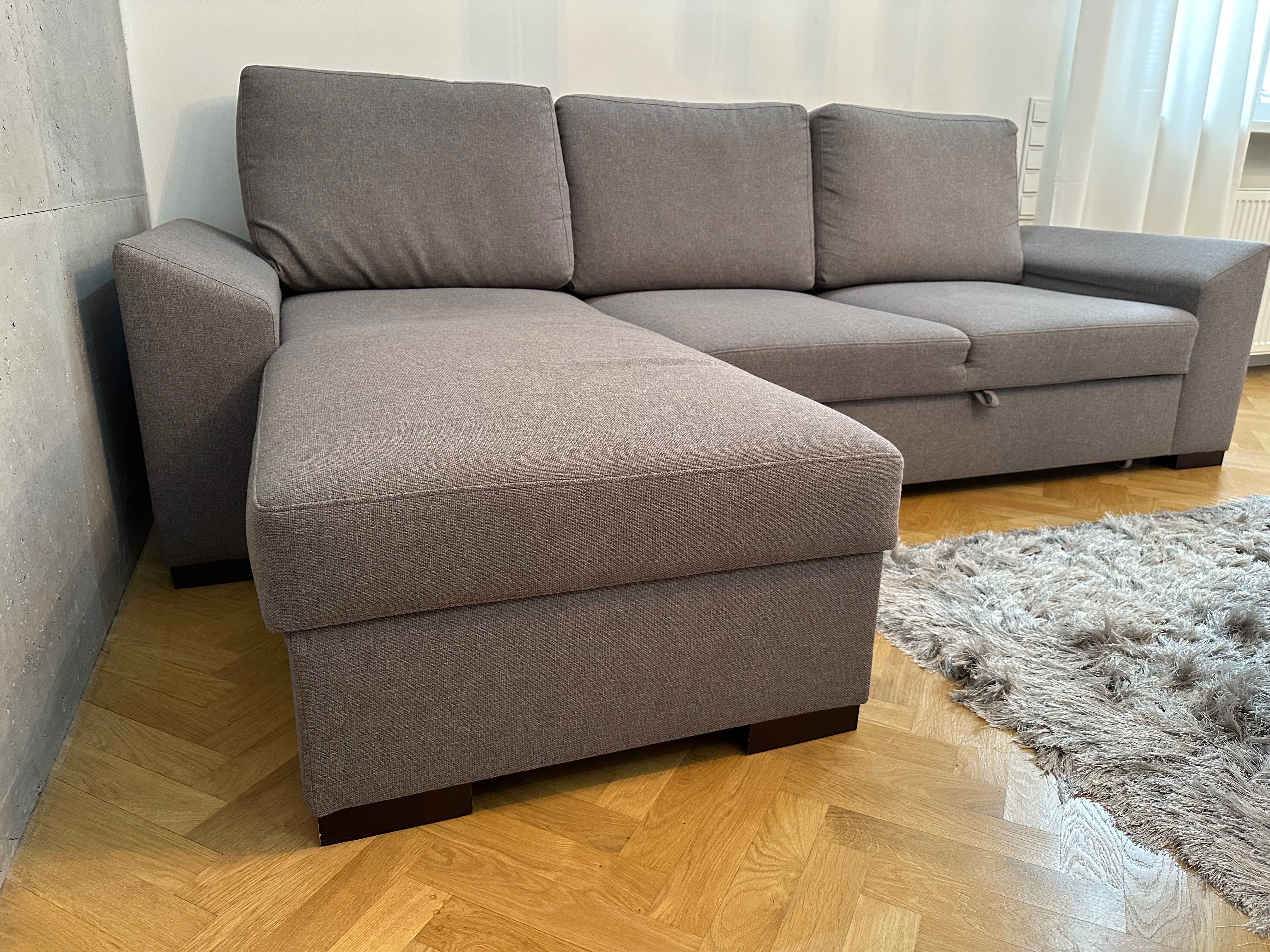 Sprzedam narożnik z funkcją spania - szary, rozkadany