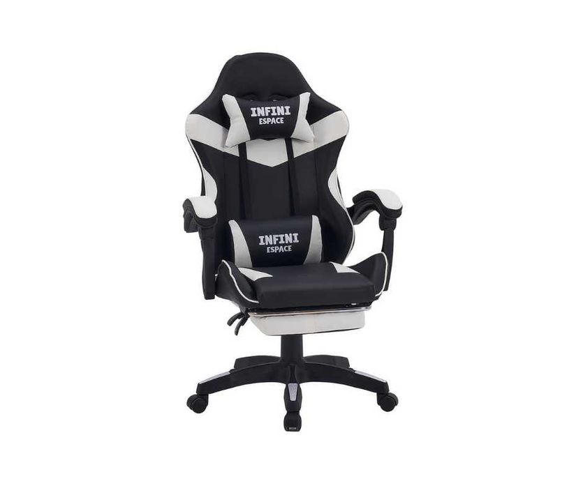 Fotel Gamingowy z podnóżkiem INFINI ESPACE Black/White