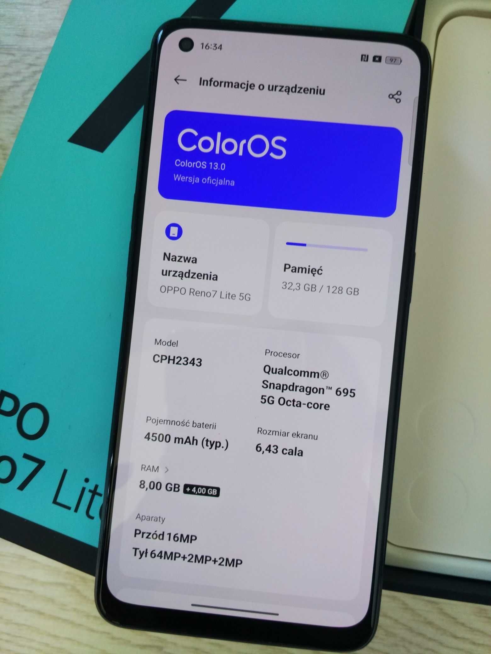 Oppo reno7 Lite 5g 8/128 GB super stan!  czarny + gratis etui