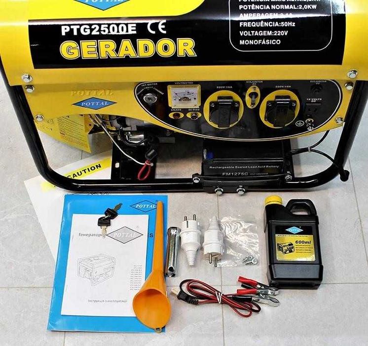 Генератор зі стартером та мідною обмоткою Pottal 2,2 кВт PTG2500E