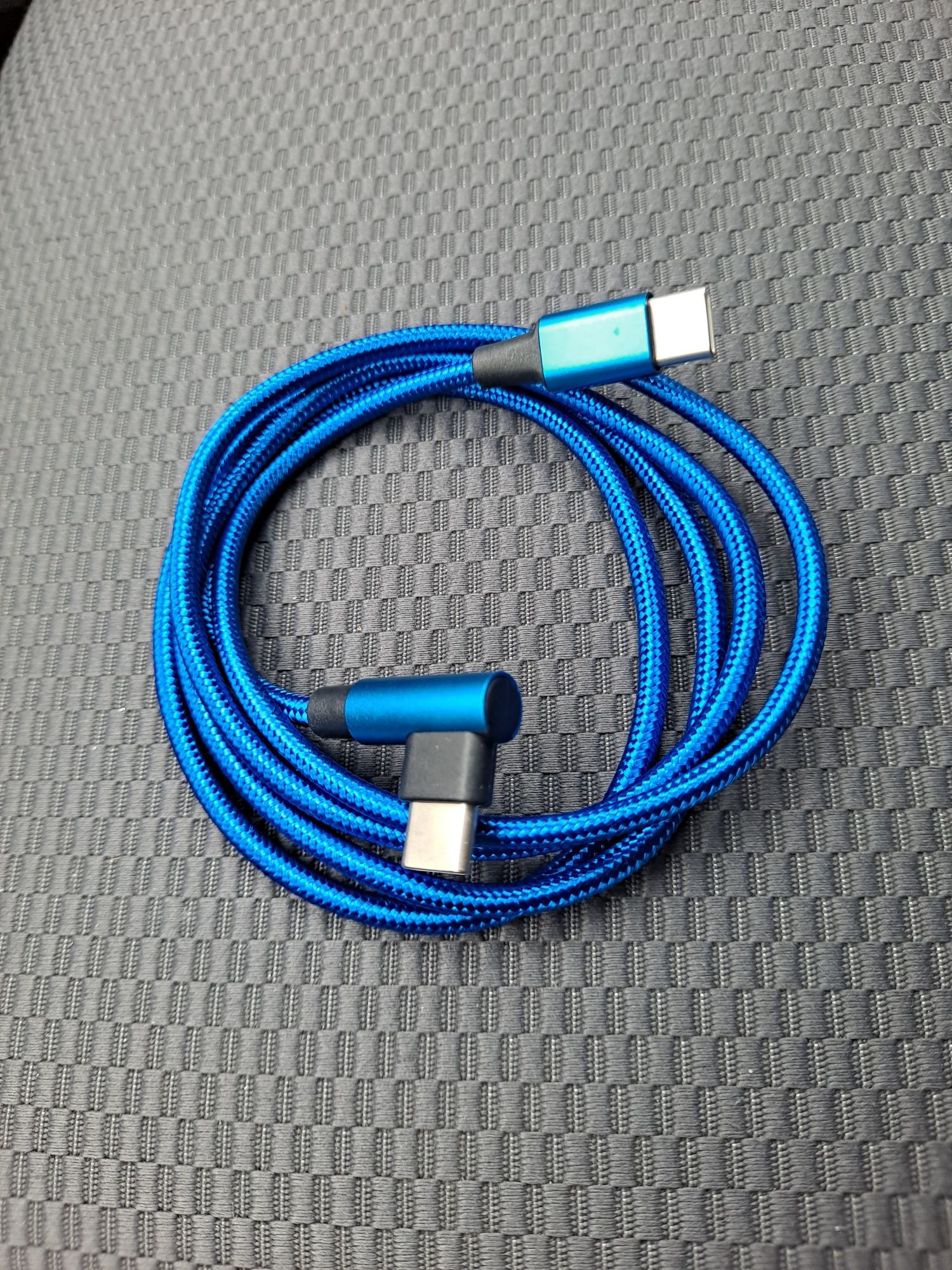 Kabel do ładowarki telefonu 2x USB-C 60W 3A szybki 480Mb/s kąt 90°