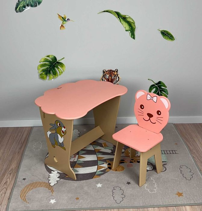 Дитячий столик і стільчик хмаринка персикова Зайчик. Від виробника