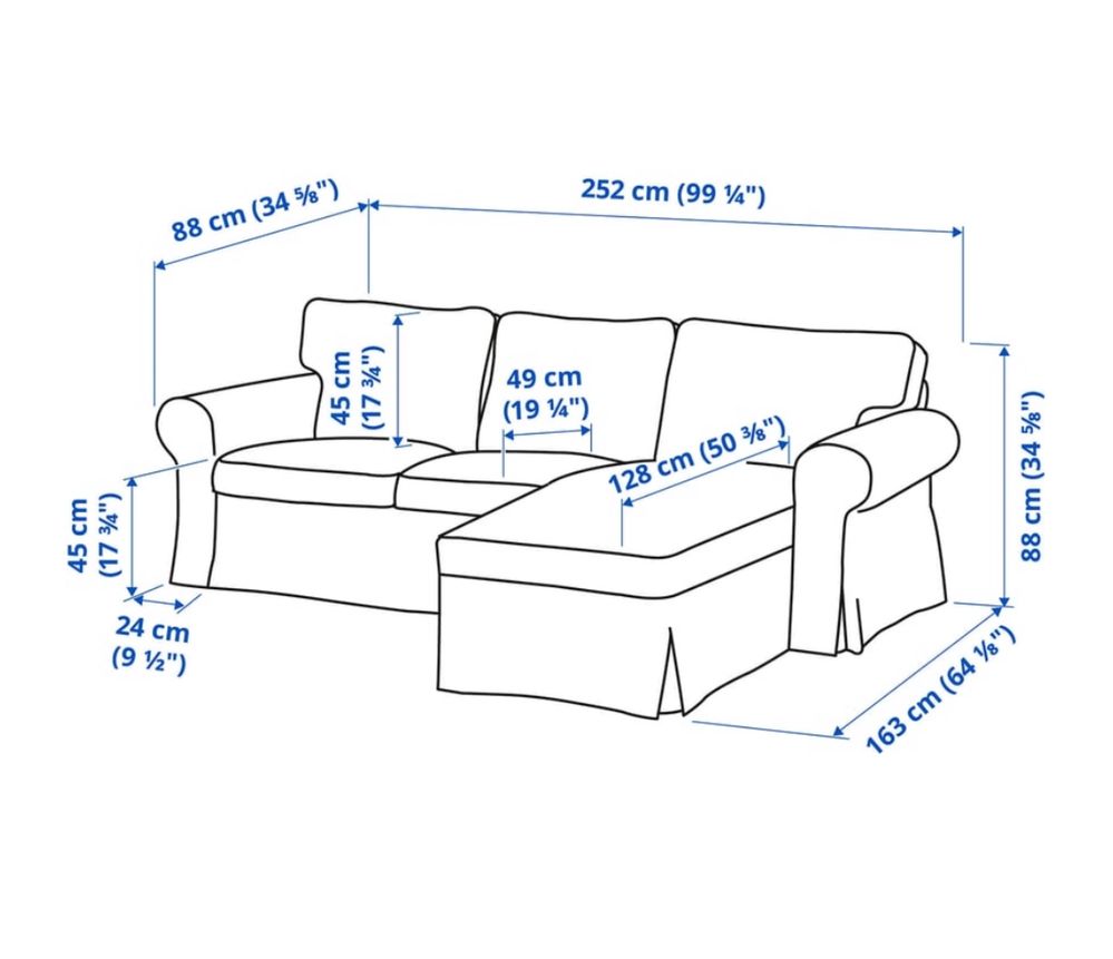 Sofa IKEA Ektorp bege 3 lugares com chaise longue