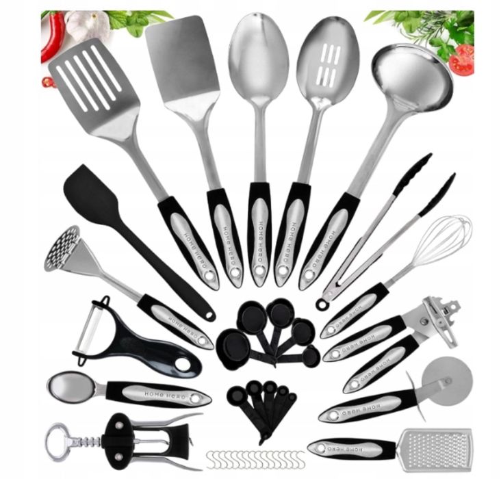 Zestaw przyborów kuchennych ze stali nierdzewnej Home Hero 41 sztuk