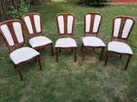 Zestaw 5 krzeseł. Drewno, rzeźbione.