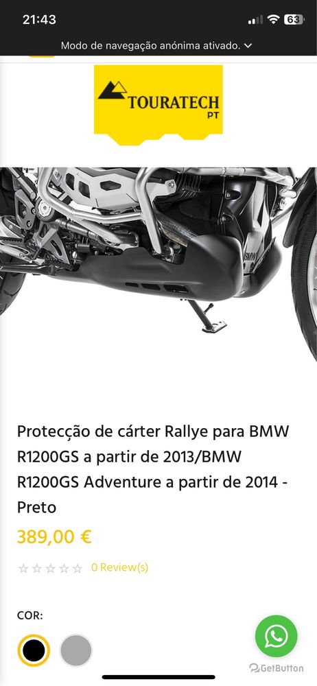 Protecção de cárter Rallye para BMW R1200GS a partir de 2013